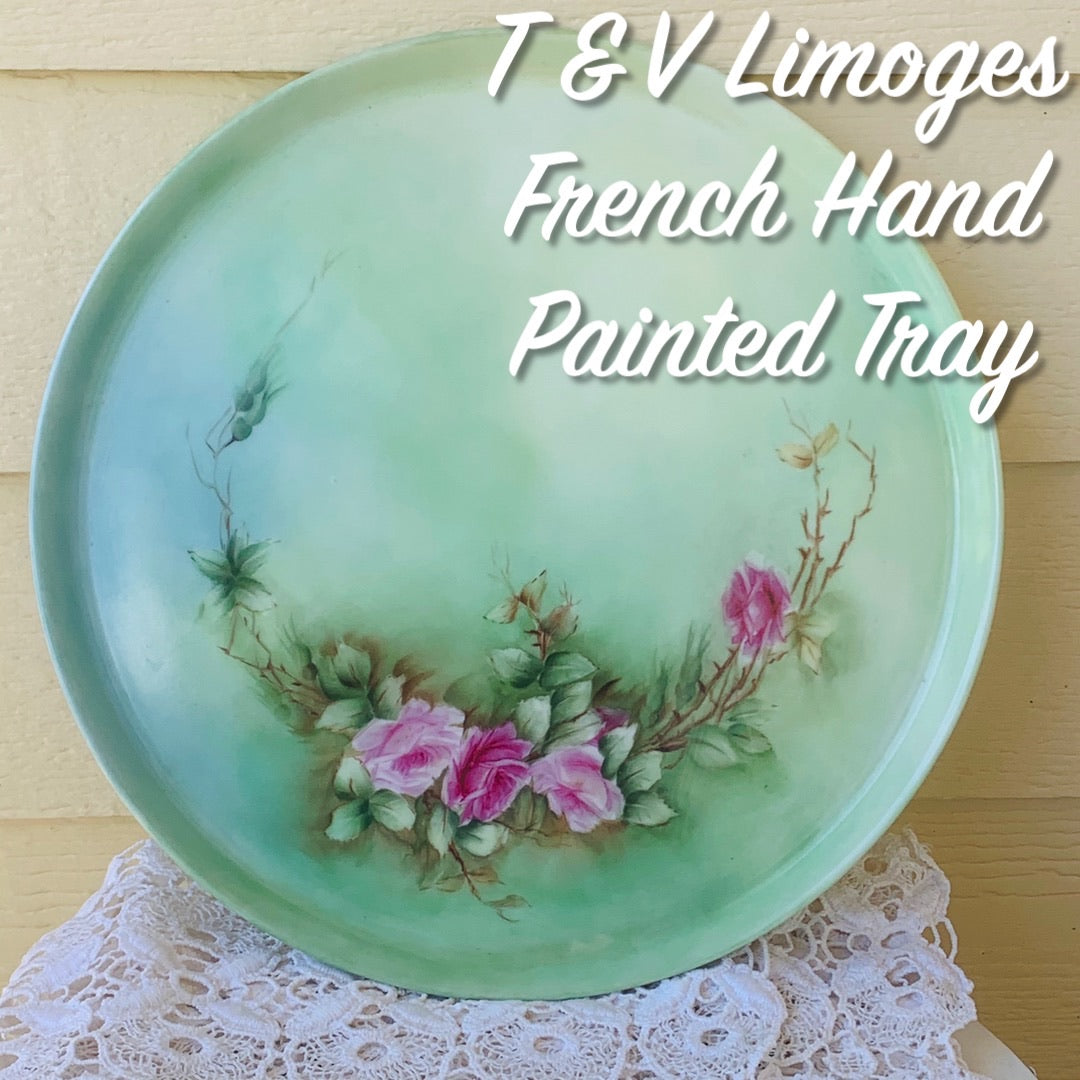 T & V Tressemanes & Vogt Limoges French Round Serving Dish Hand Painted