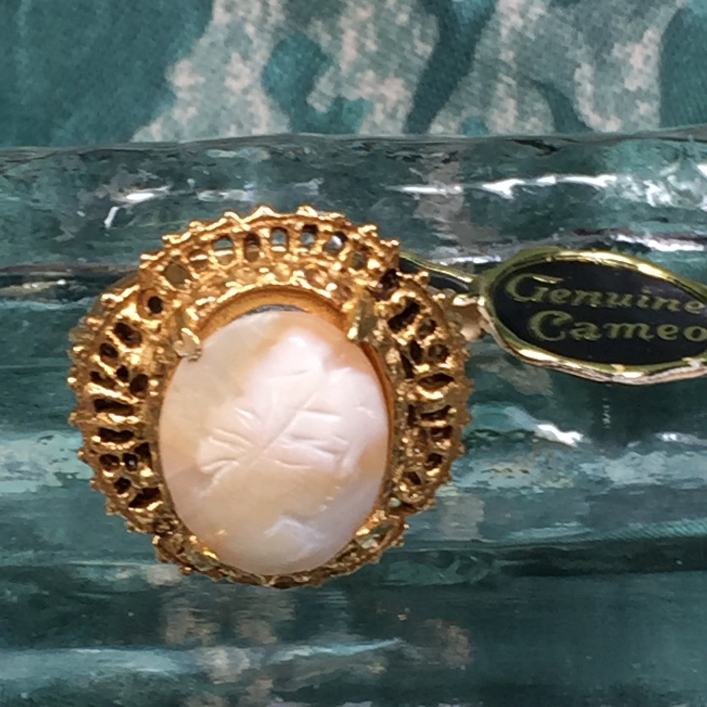 Vintage Florenza Shell Cameo Ring with Tags - Lady Slippers