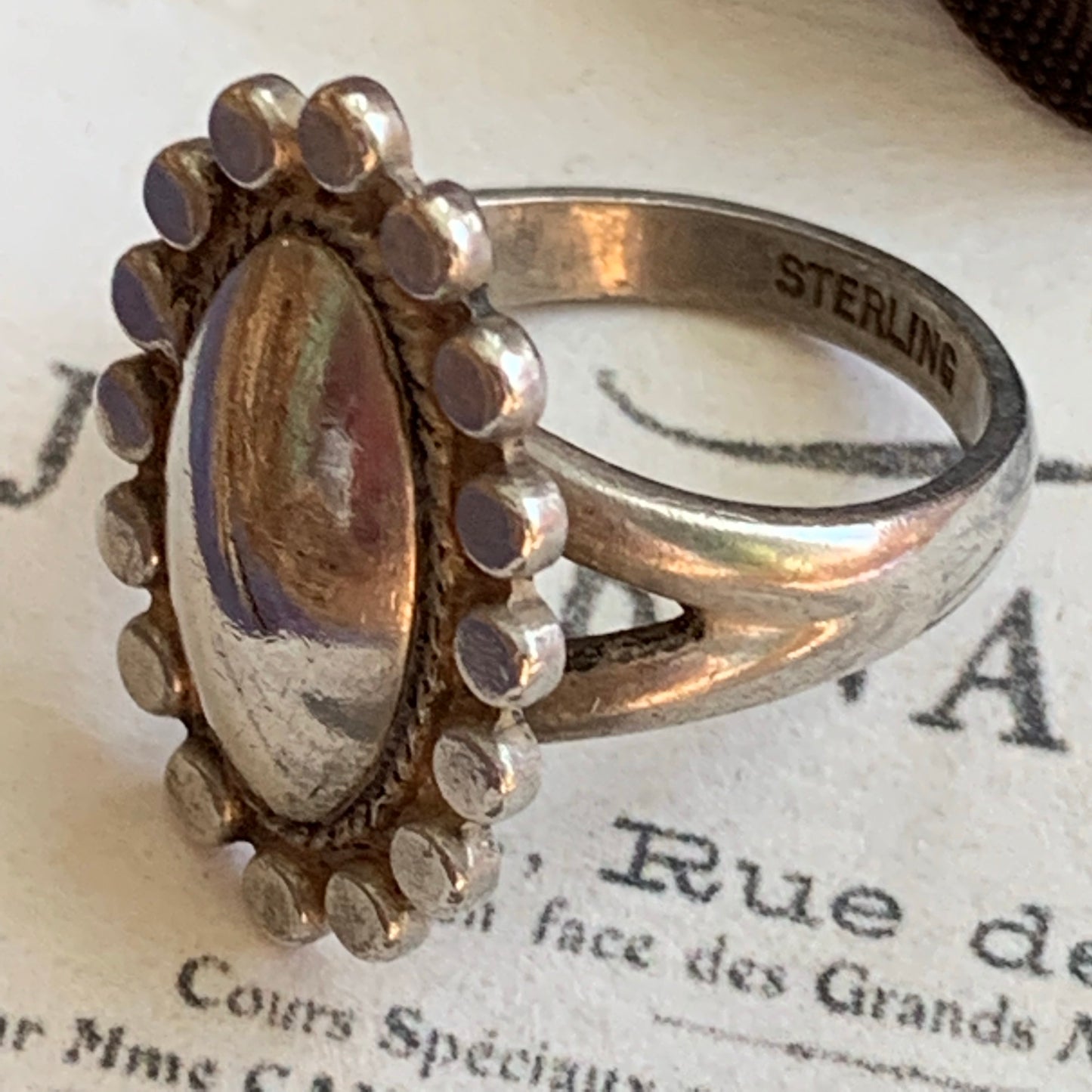 Vintage Sterling Silver Modernist Flower Ring - Lady Slippers